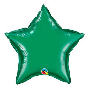 Balão de Festa Microfoil 20" 50cm - Estrela Verde Esmeralda Metalizado - 1 unidade - Qualatex - Rizzo