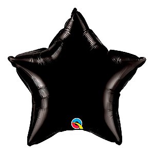 Balão de Festa Microfoil 20" 50cm - Estrela Preto Ônix Metalizado - 1 unidade - Qualatex - Rizzo