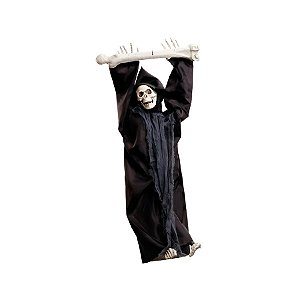 Enfeite Decorativo Halloween - Caveira Calixto - 90cm - Som, Luz e Movimento - 1 unidade - Cromus - Rizzo