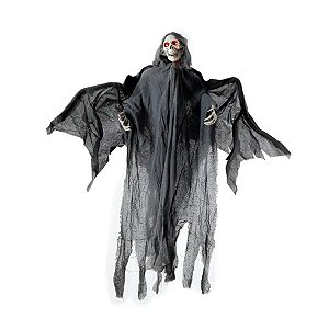 Enfeite Decorativo Halloween - Caveira Nosferatu - 92cm - Som, Luz e Movimento - 1 unidade - Cromus - Rizzo