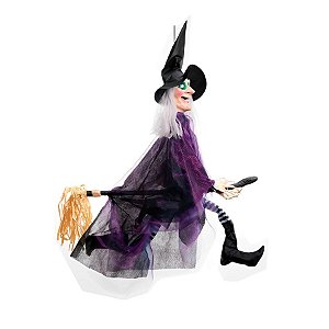 Enfeite Decorativo Halloween - Bruxa Samira - 90cm - Som, Luz e Movimento - 1 unidade - Cromus - Rizzo