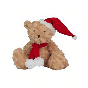 Urso de Pelúcia com Gorro e Cachecol Vermelho - 33cm - 1 unidade - Cromus - Rizzo