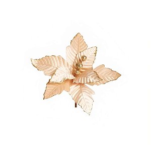 Flor de Cabo Curto Poinsétia Nude - 15cm - 1 unidade - Cromus - Rizzo