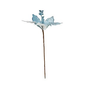 Flor de Cabo Médio Poinsétia Glitter Azul - 25cm - 1 unidade - Cromus - Rizzo