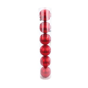 Bola de Natal em Tubo - Fosco Vermelho - 8cm - 6 unidades - Cromus - Rizzo