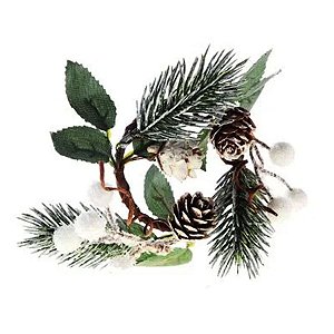 Mini Guirlanda Frutas, Galhos e Pinhas 8cm - Marrom/Verde/Branco - 1 unidade - Cromus - Rizzo