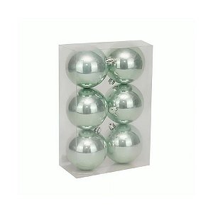 Bolas de Natal Perolado - Verde Menta - 8cm - 6 unidades - Cromus - Rizzo