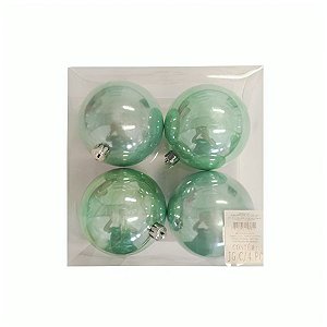 Bolas de Natal Perolado - Verde Menta - 10cm - 4 unidades - Cromus - Rizzo