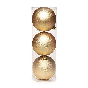 Bolas de Natal Lisa - Ouro - 10cm - 3 unidades - Cromus - Rizzo