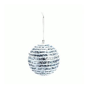 Bolas de Natal Glitter Espiral - Azul/Branco - 8cm - 4 unidades - Cromus - Rizzo