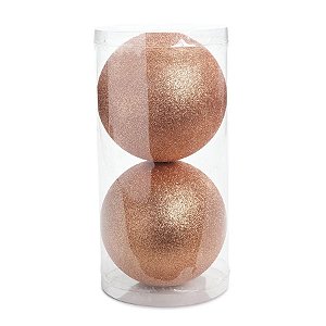 Bolas de Natal Glitter - Rose - 15cm - 2 unidades - Cromus - Rizzo