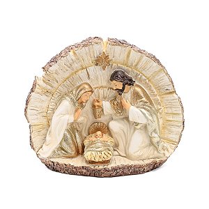 Enfeite Sagrada Família - Branco/Ouro - 15x18cm  - 1 unidade - Cromus - Rizzo