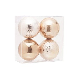 Bola de Natal Lisa - Marfim - 15cm - 4 unidades - Cromus - Rizzo