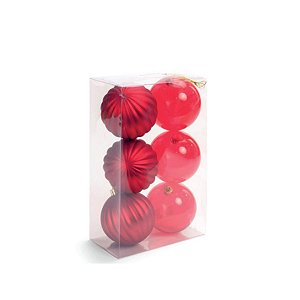 Bola de Natal Lisa - Vermelha - 8cm - 6 unidades - Cromus - Rizzo
