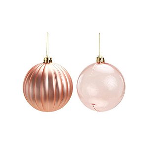 Bola de Natal Lisa - Rosê Gold - 10cm - 4 unidades - Cromus - Rizzo