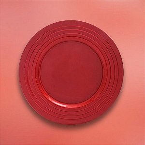 Sousplat Borda com Círculos Vermelho - 33cm - 1 unidade - Cromus - Rizzo