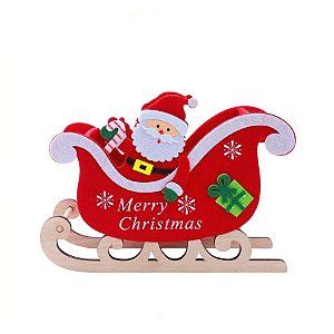 Enfeite de Mesa Trenó com Papai Noel - 17cm - 1 unidade - Cromus - Rizzo