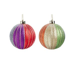 Bolas de Natal com Gomos Glitter - Colorido - 10cm - 4 unidades - Cromus - Rizzo
