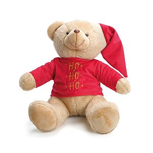 Urso de Pelúcia com Camisa "Ho Ho Ho" - 30cm  - 1 unidade - Cromus - Rizzo