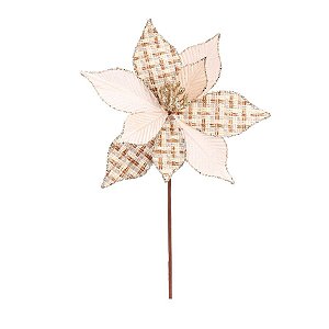 Flor Decorativa de Natal Poinsétia - Xadrez - 30cm  - 1 unidade - Cromus - Rizzo