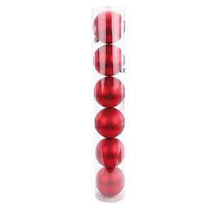Bolas de Natal em Tubo - Vermelho Fosco - 10cm - 6 unidades - Cromus - Rizzo