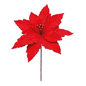 Flor Decorativa de Natal Poinsétia - Vermelha - 30cm  - 1 unidade - Cromus - Rizzo