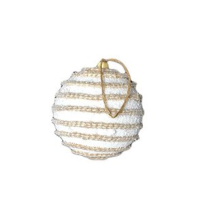 Bola de Natal Decorada - Branco - 10cm - 3 unidades - Rizzo