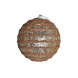 Bola de Natal Decorada - Dourado - 10cm - 3 unidades - Rizzo