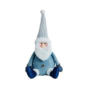 Papai Noel Decorativo Sentado - Azul/Cinza - 33cm - 1 unidade - Rizzo