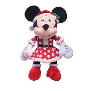 Pelúcia Minnie Noel com Vestido Poá - Vermelho/Branco - 42cm - 1 unidade - Cromus - Rizzo