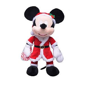 Pelúcia Mickey Noel Candy Cane - Vermelho/Branco - 40cm - 1 unidade - Cromus - Rizzo