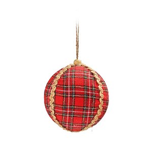 Bolas de Natal Xadrez com Barbante - Vermelho/Preto - 10cm - 4 unidades - Cromus - Rizzo