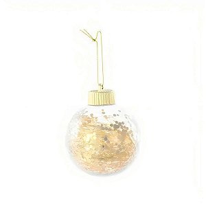 Bola de Natal Transparente com Fios - Nacarado Ouro - 8cm - 6 unidades - Cromus - Rizzo