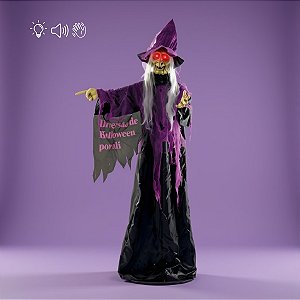 Enfeite Decorativo Halloween - Bruxa Evora - Luz, Som e Movimento - 1 unidade - Cromus  - Rizzo