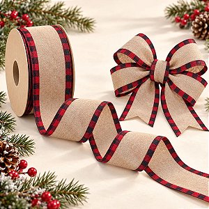 Fita com Borda Xadrez - Vermelho e Preto - 6,3 cm x 9,14 m - 1 unidade - Cromus - Rizzo