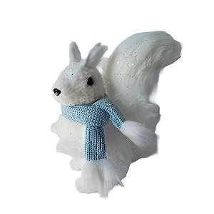 Esquilo Decorativo de Natal - Branco/Azul - 33cm - 1 unidade - Rizzo