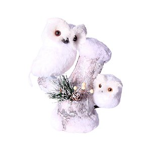 Corujas Decorativas de Natal - Branco - 18cm - 1 unidade - Rizzo