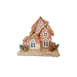 Casinha Decorativa de Natal em Madeira - 22cm - 1 unidade - Rizzo