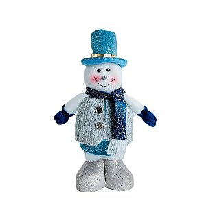 Boneco de Neve em Pé de Natal - Azul/Cinza - 30cm - 1 unidade - Rizzo