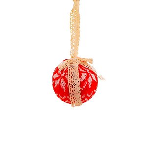 Bola de Natal Decorada - Vermelho/Natal - 8cm - 3 unidades - Rizzo
