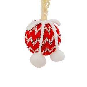 Bola de Natal Decorada - Vermelho/Branco - 9cm - 2 unidades - Rizzo