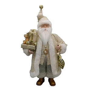 Papai Noel Decorativo em Pé de Natal - Branco/Dourado - 45cm - 1 unidade - Rizzo