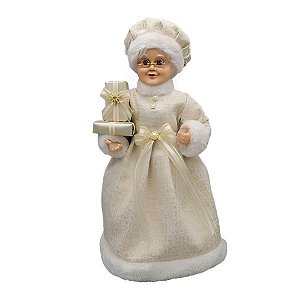 Mamae Noel em Pé de Natal - Branco/Dourado - 45cm - 1 unidade - Rizzo