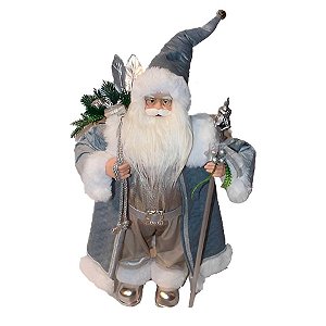Papai Noel Decorativo em Pé de Natal - Branco/Azul - 60cm - 1 unidade - Rizzo