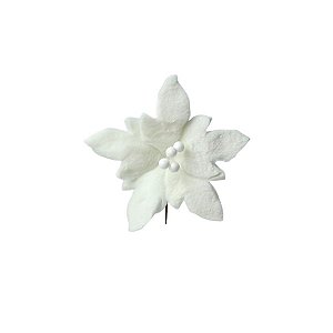 Poinsetia Decorativa de Natal - Branco - 27cm - 1 unidade - Rizzo