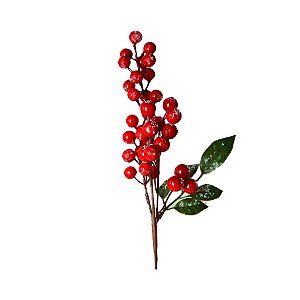 Galho Berry Decorativa Decorativo de Natal - Vermelho - 41cm - 1 unidade - Rizzo