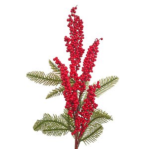Galho Decorativo Berry de Natal - Vermelho - 60cm - 1 unidade - Rizzo