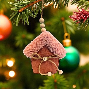 Casinha Decorativa de Natal - Rosa - 13cm - 1 unidade - Rizzo