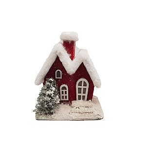 Casinha Decorativa de Natal - Vermelho - 15cm - 1 unidade - Rizzo