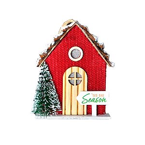 Casinha Decorativa de Natal - Vermelho - 12cm - 1 unidade - Rizzo